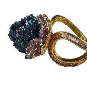 18K GP raw berthierite rings